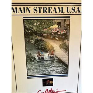 Vintage San Antonio Texas River Walk Poster The Kangaroo Court Photo Paddle Boat
